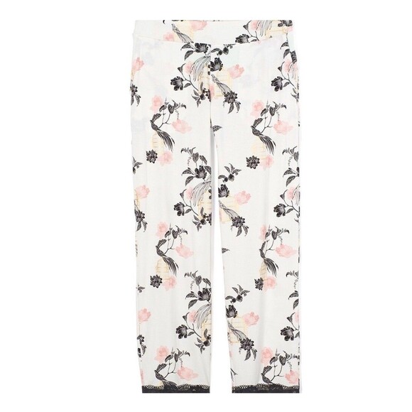 Soma Women’s Pajama Pants L Floral Birdcage Print Lace Trim Lounge Sleepwear - Picture 2 of 11